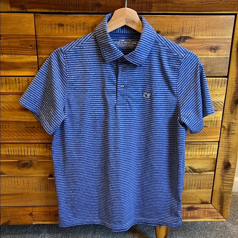 Vineyard Vines Boys On-The-Go Sankaty Blue Striped Polo Shirt